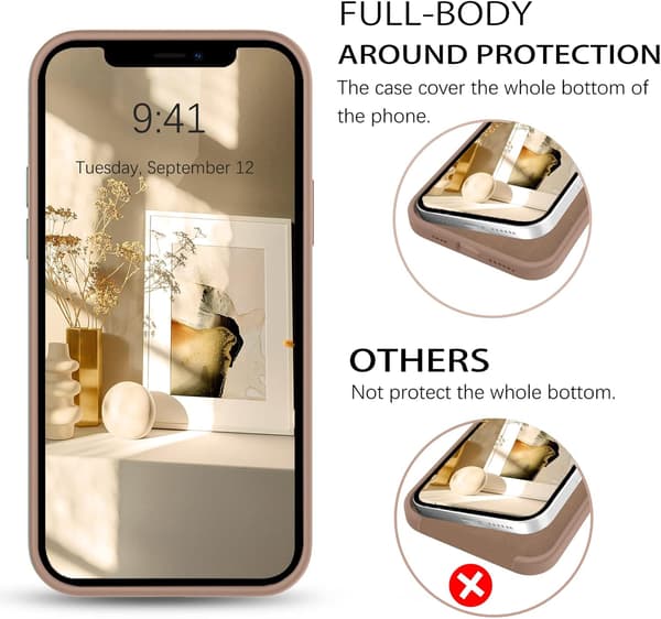 FODRAL TILL APPLE IPHONE 12 PRO MAX LJUSROSA SILIKONBAKSIDA