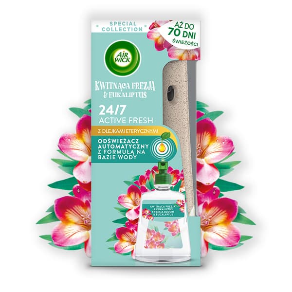 018826 Air Wick Active Fresh Blomstrende Freesia & Eukalyptus 228ml Sæt