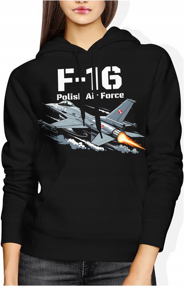 F16 SWEATSHIRT LUFTFART MILITÆRFLY DAMEPRINT GAVE PATRIOTISK M