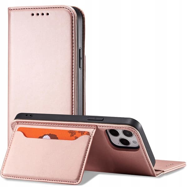 Magnetkortcover til iPhone 12 Pro Max cover med kortholder, pink
