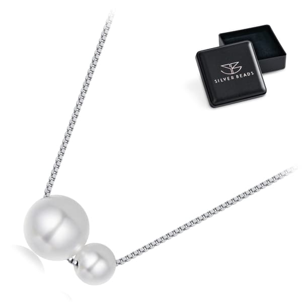 Silverhalsband med pärlor och justerbar längd, 925 silver