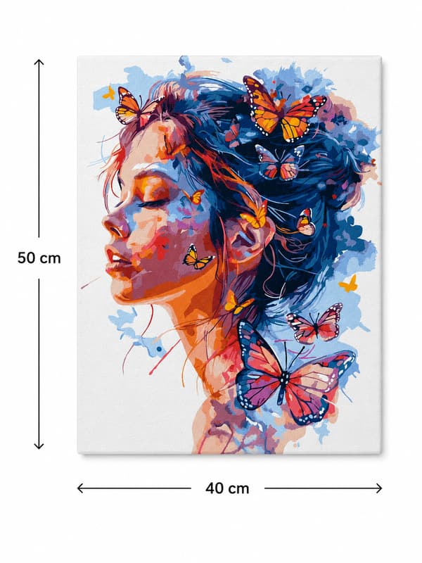MALING EFTER TAL MED RAMME Billeder til maleri - Sommerfugle 40x50 cm