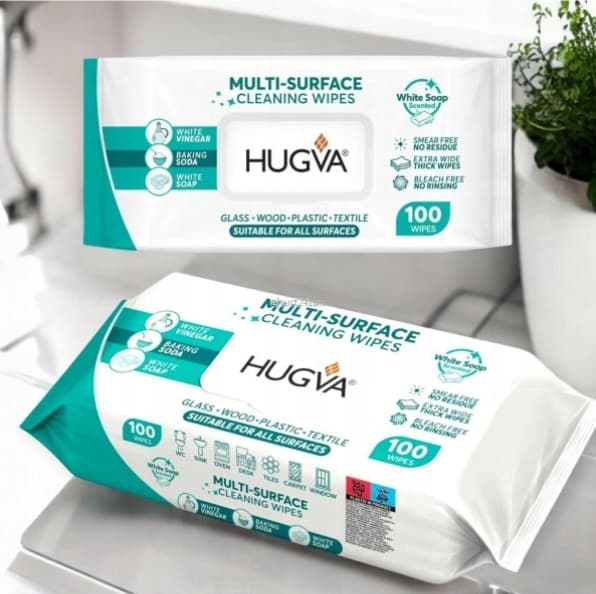 Hugva - Vådservietter til rengøring af flere overflader 100 stk.