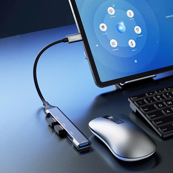 Dudao HUB 4i1 USB-C - 4x USB-A (3 x USB2.0 / USB3.0) 6,3 cm sort (A16T)