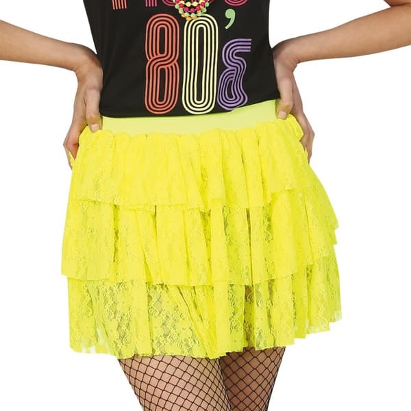 Blonde nederdel GUL Neon DISCO 80'er