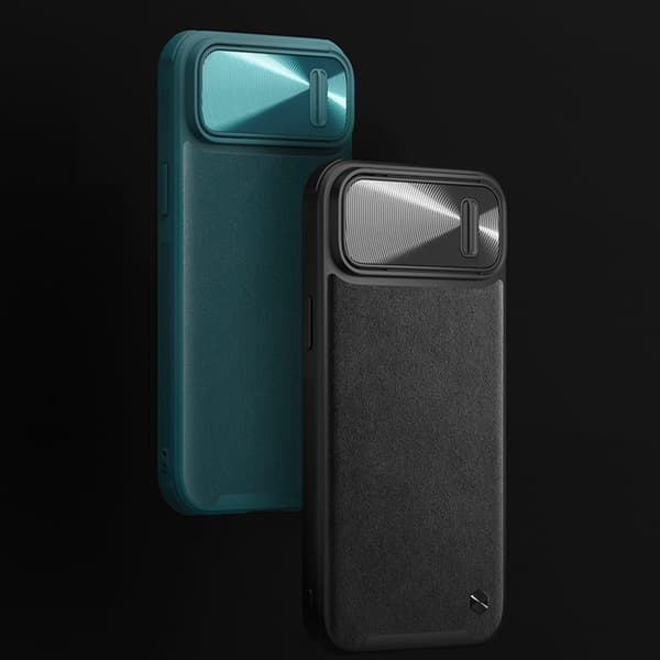 Nillkin CamShield Läderfodral S iPhone 14 Plus Skal med Kameraskydd Grönt