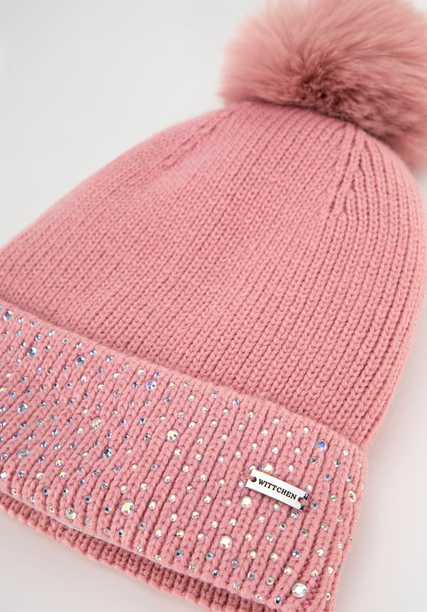 Wittchen Dame Vinterhat med Dekoreret Rib Pink Akryl
