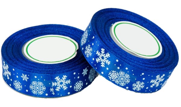 Satinband tryck blå 25 mm x 25 yard