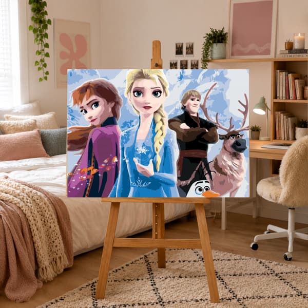 Disney Frost målarbild efter nummer med ram 70x50 cm