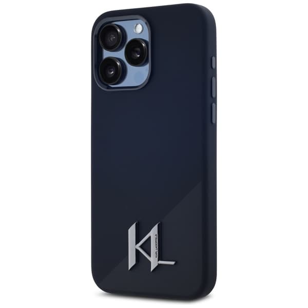 Karl Lagerfeld Silikone Shadow Metal Initial MagSafe-etui til iPhone 15 Pro Max (sort)