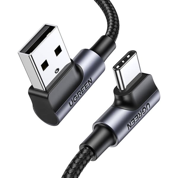 USB-C-kaapeli, kulmaliitin UGREEN US176, 3A, 2m (musta)