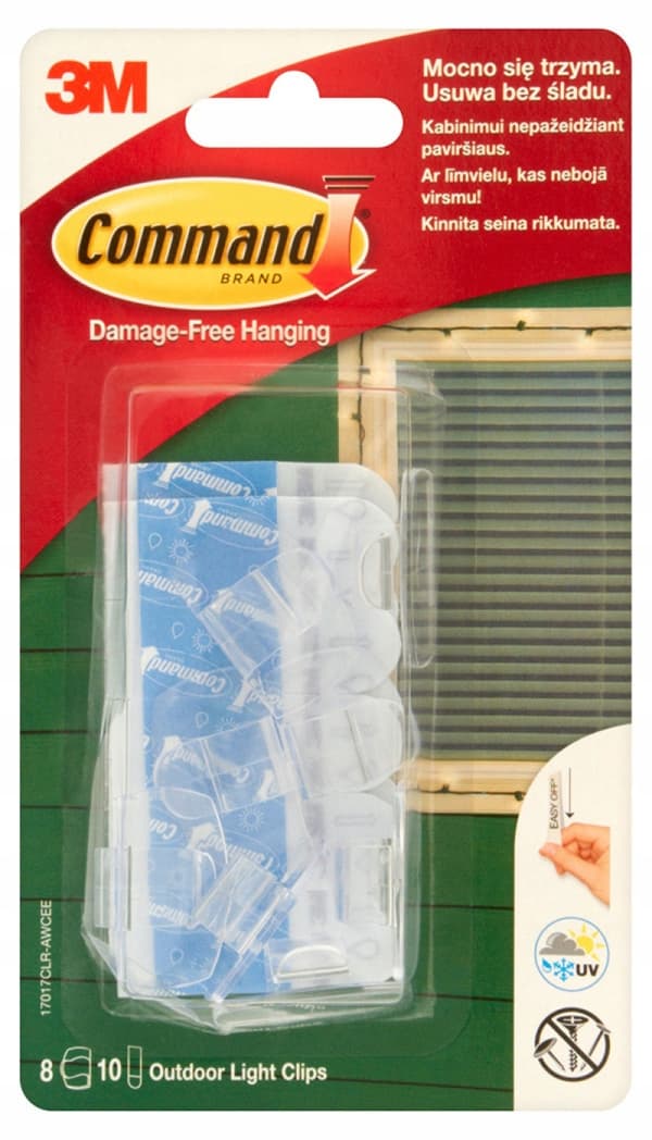 Sila 17017CLR-AWCEE Command Outdoor, 8 klips til ophængning af lamper, 10 stropper