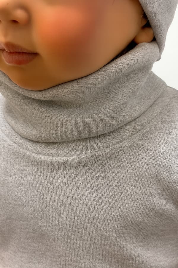 Body med turtleneck 98 Børne langærmet Grå melange