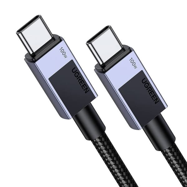Ugreen L512 USB-C - USB-C -kaapeli, 100 W, 5 A, 0,5 m (musta)