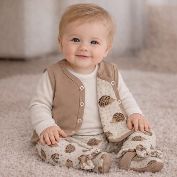 Baby bomullsväst 86 ärmlös jacka BEIGE