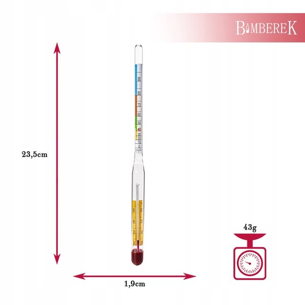 ALKOHOLMETER MED TERMOMETER 0-95% PROFESSIONELL VODKAINDIKATOR AEROMETER