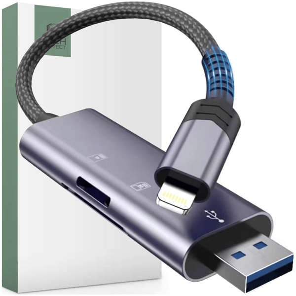 TECH-PROTECT ULTRABOOST KORTLÆSER SD & MICRO SD LIGHTNING & USB GRÅ