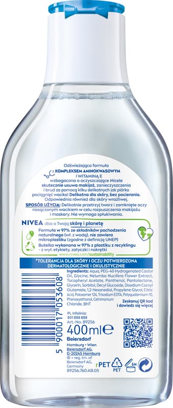 NIVEA Plejefluid micellar normal og blandet hud 400 ml