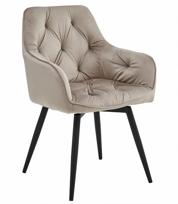 JORK360 stol - mørk beige fløjl / sorte ben x 1