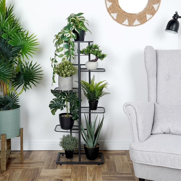 Metal blomsterstand sort 6-niveau 106 cm