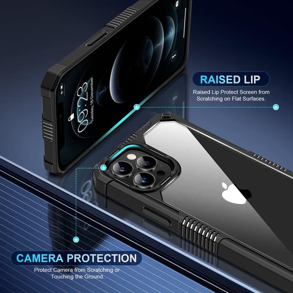 SORT ETUI TIL APPLE IPHONE 12 PRO MAX HÆRDET GLASKAMERA A2342
