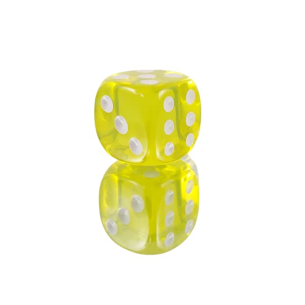 D6 1,6 cm RPG Gul Transparent Sekssidet Terning