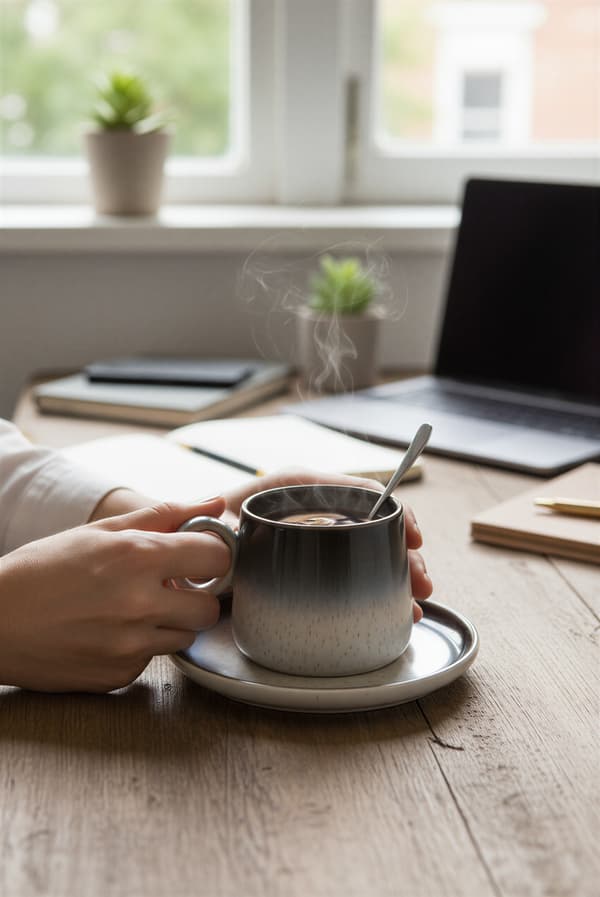KOP MED UNDERKOP 250 ML TIL KAFFE TE KERAMIK LUNA LINE