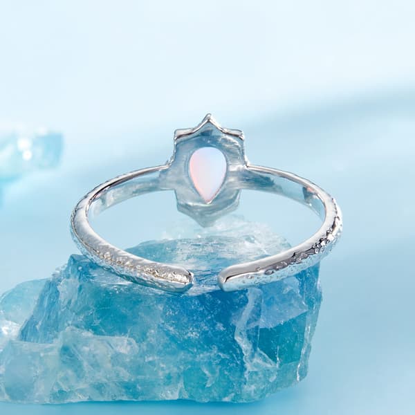 Justerbar silverring OPALISERANDE KRISTALL 925 silver