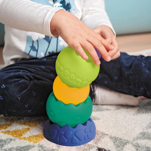Pastellfärgad stapelbar sensorisk pyramid, 6 månader+, för mammavård