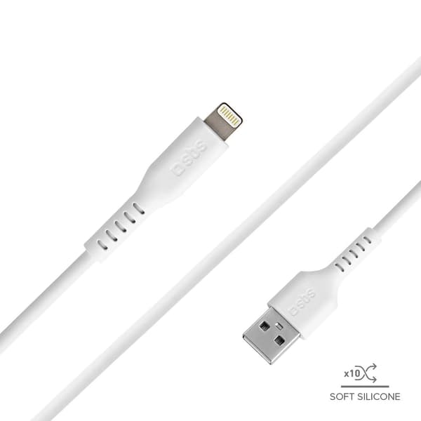 SBS TECABLEUSBIP589W USB-A - Lightning-kaapeli - Valkoinen