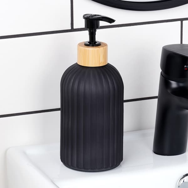 Saippuadispenseri lasinen musta 400 ml 2 kpl