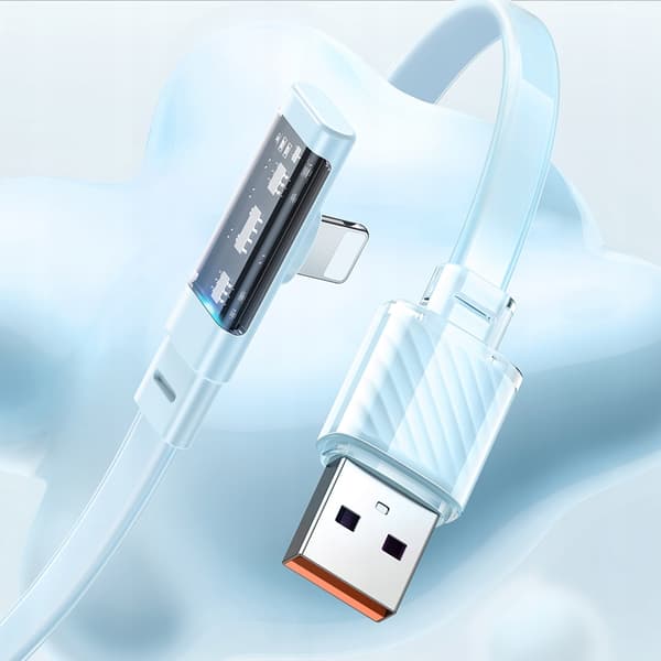 MCDODO Vinklet USB Lightning fladkabel 36W til iPhone 13/14 blå 1m