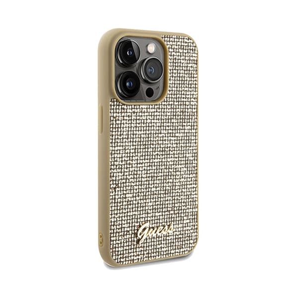 Guess Disco Metal Script - iPhone 14 Pro -suojakuori (kulta)