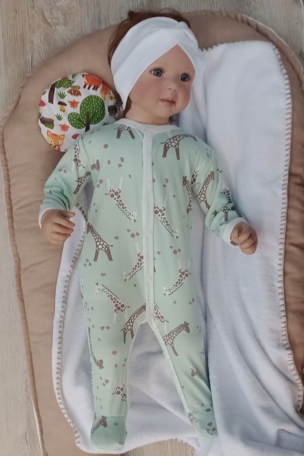 Baby heldragt med lynlås 80'er pyjamas med giraffer