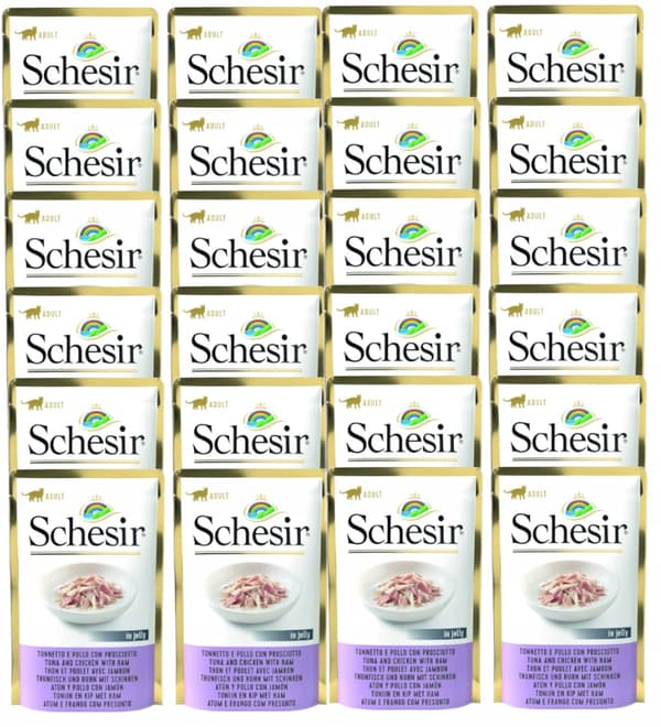 Schesir vådfoder til voksne katte 24 x 85 g tun, kylling