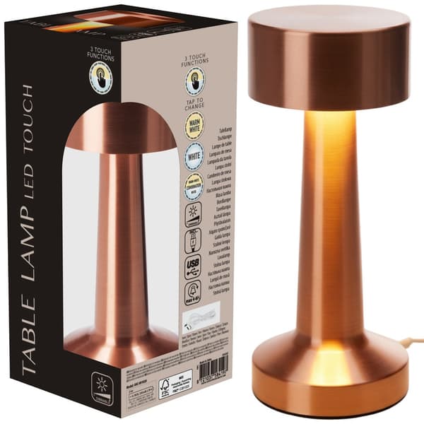 Pöytälamppu kupari 21 LED 21 cm