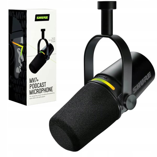 Shure MV7-K - XLR/USB-C Sort Voice-Over Mikrofon
