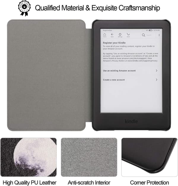 LÆSEETUG TIL KINDLE 10 2019 6' PLASTIK SORT MÅNEFASER J9G29R