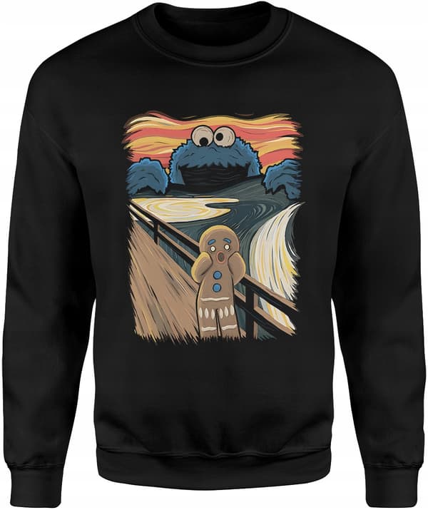 HERRSWEATSHIRT COOKIE MONSTER PEPPARKAKA MED TRYCK