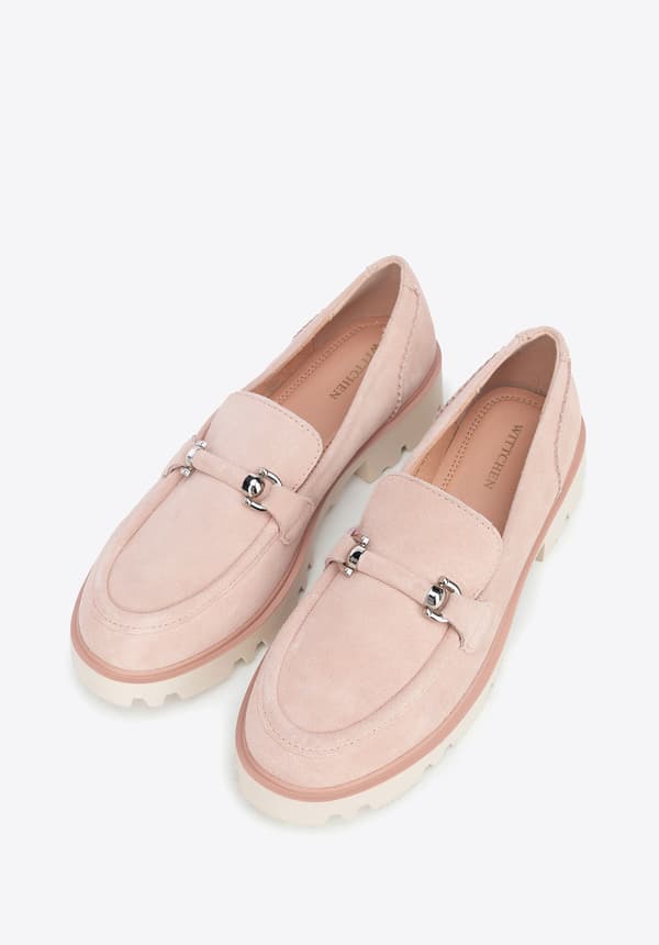 Wittchen dam mocka loafers med spänne rosa