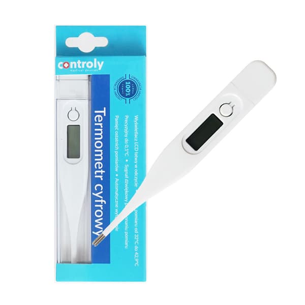 Elektronisk digitalt termometer hvid LCD 1 stk.