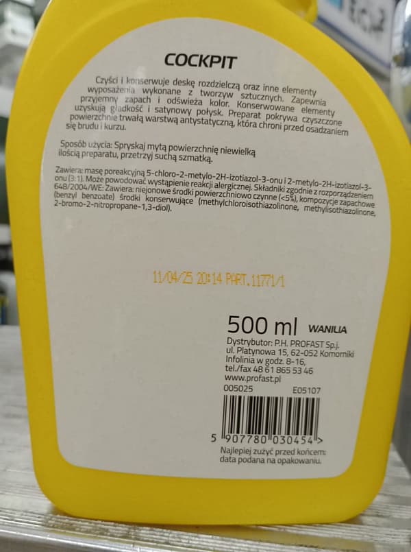 Vaniljfärgad polervätska för instrumentbräda 500ml