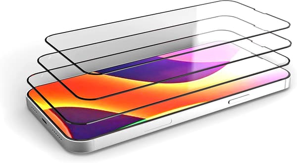 3x Hærdet glas til Apple iPhone 13 Pro Max 6,7" sort ramme høj