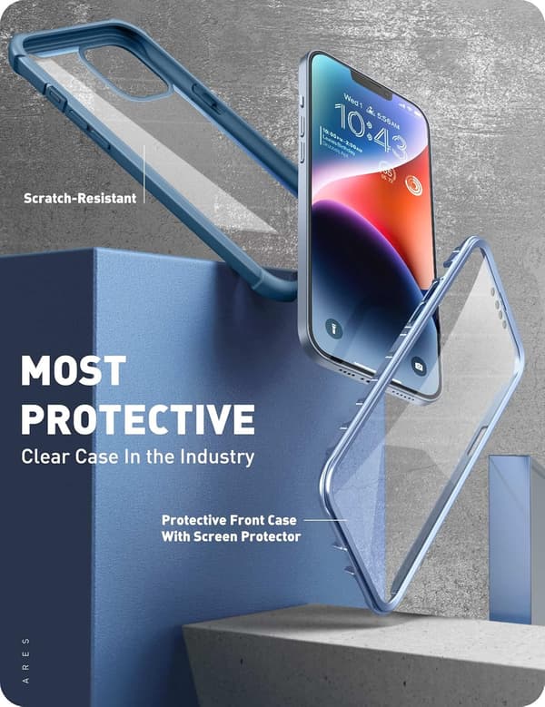 COMPONENT ETUI TIL APPLE IPHONE 14 PLUS 6,7" BLÅ RAMME FORAN/BAGSIDEN A2886