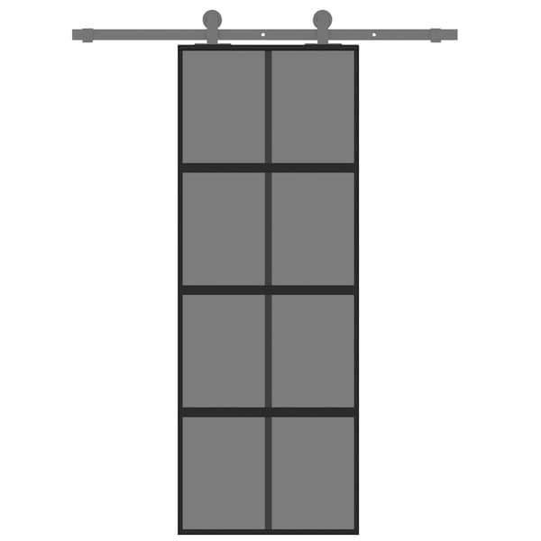 vidaXL skydedør, sort, 76x205 cm, hærdet glas, aluminium