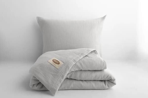 Sengetøjssæt i bomuld, muslin, 220x200, lysegrå