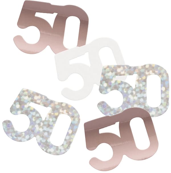 Dekorativ konfetti 50-årsdag roséguld 14g