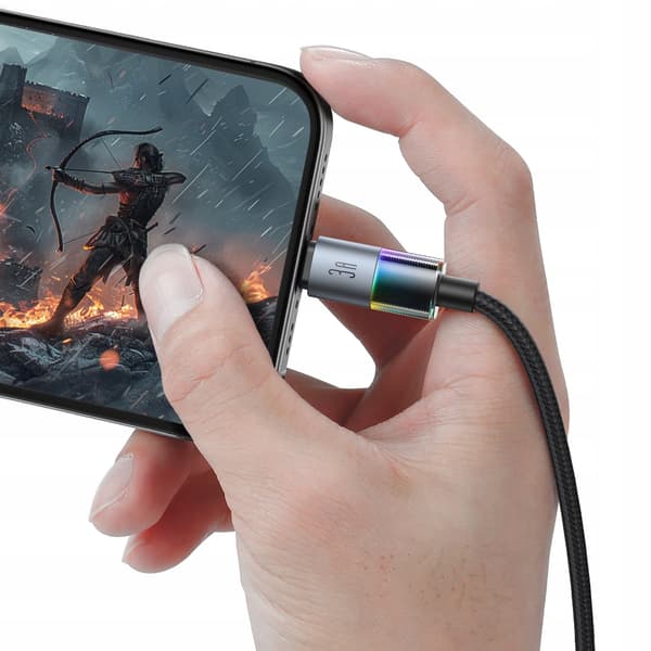 MCDODO USB-KABEL HURTIGOPLADNING TIL IPHONE LIGHTNING 3A 36W 1M LED SORT