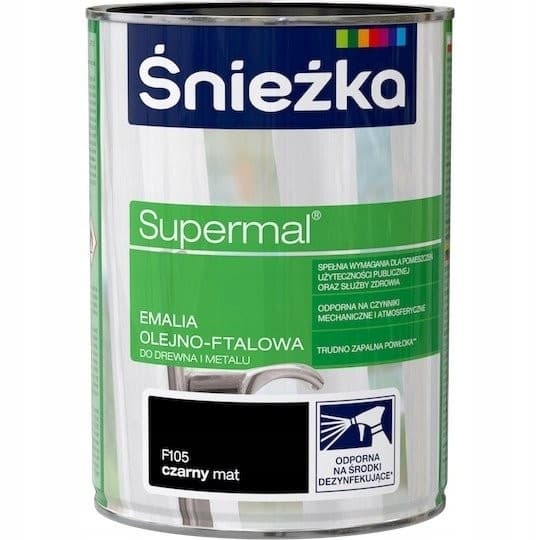Supermal olie-phthal emalje træ metal sort mat 0,8L