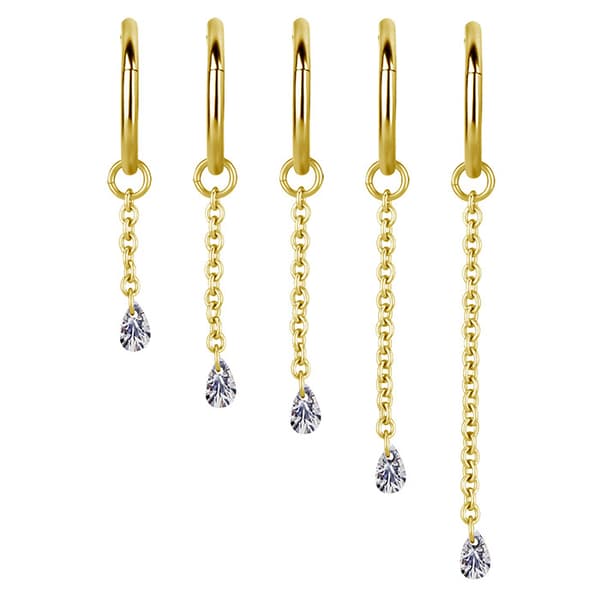 Berlockkedja med vit zirkon - guld - D-074 20 mm